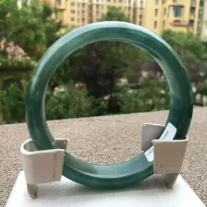10% OFF- 58/59/60mm Certified Natural Oily Green Jadeite Emerald A*Jade HandCarved Lucky Bracelet Bangle x3288