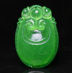 10% OFF- Certified Natural Icy Green Jadeite Emerald A Jade HandCarved Lucky Dragon Pendant A537