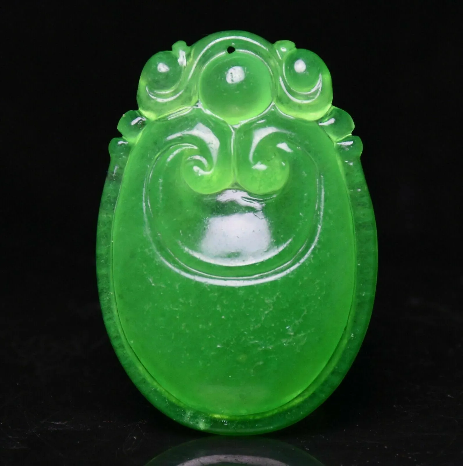 10% OFF- Certified Natural Icy Green Jadeite Emerald A Jade HandCarved Lucky Dragon Pendant A537