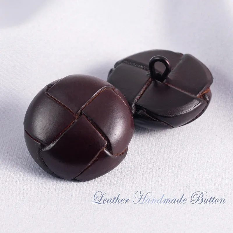 15-28mm Vintage Hand-Woven Genuine Leather Sweater Buttons 5pcs