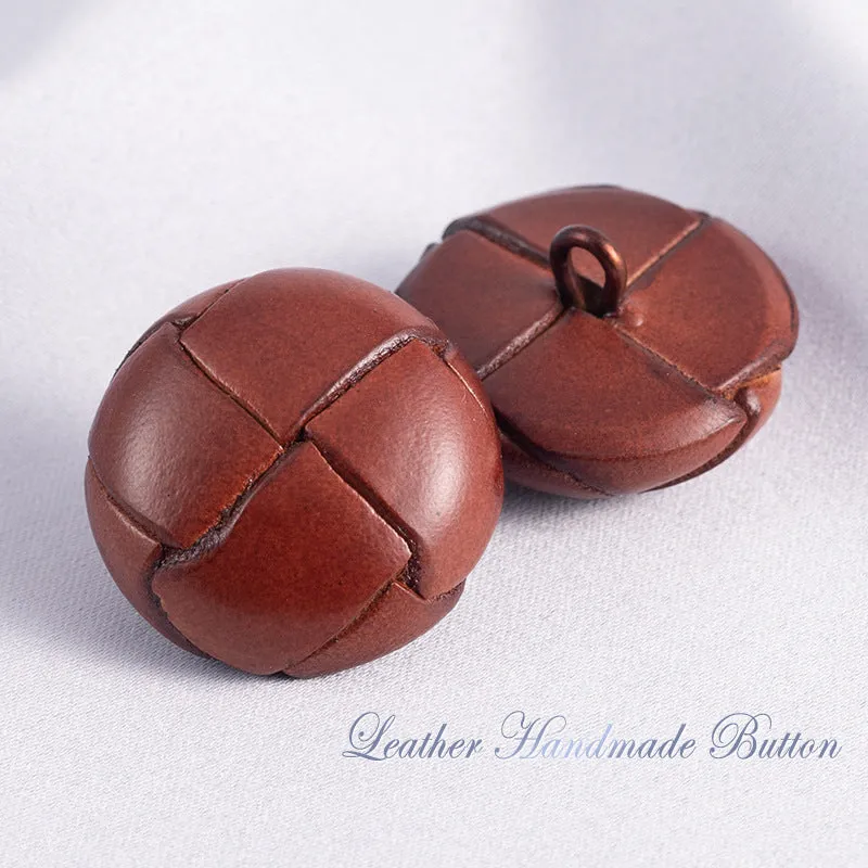 15-28mm Vintage Hand-Woven Genuine Leather Sweater Buttons 5pcs