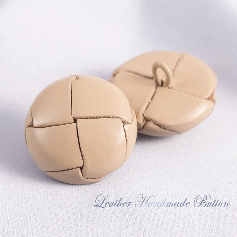 15-28mm Vintage Hand-Woven Genuine Leather Sweater Buttons 5pcs