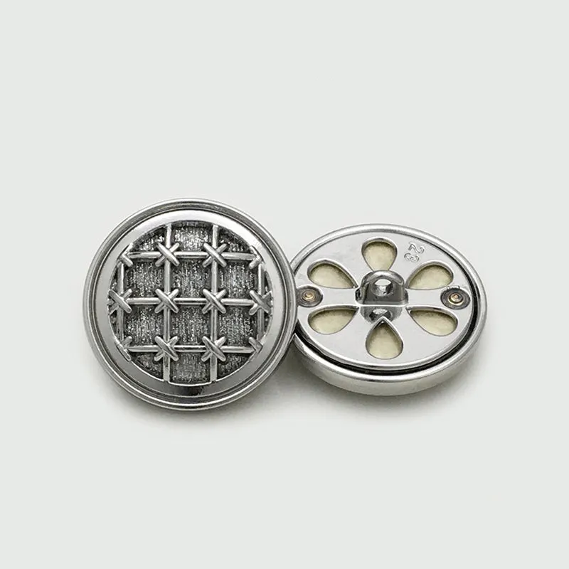 17.5/22.5mm Round Knit Grid Metal Buttons with Fine Sparkle 12pcs