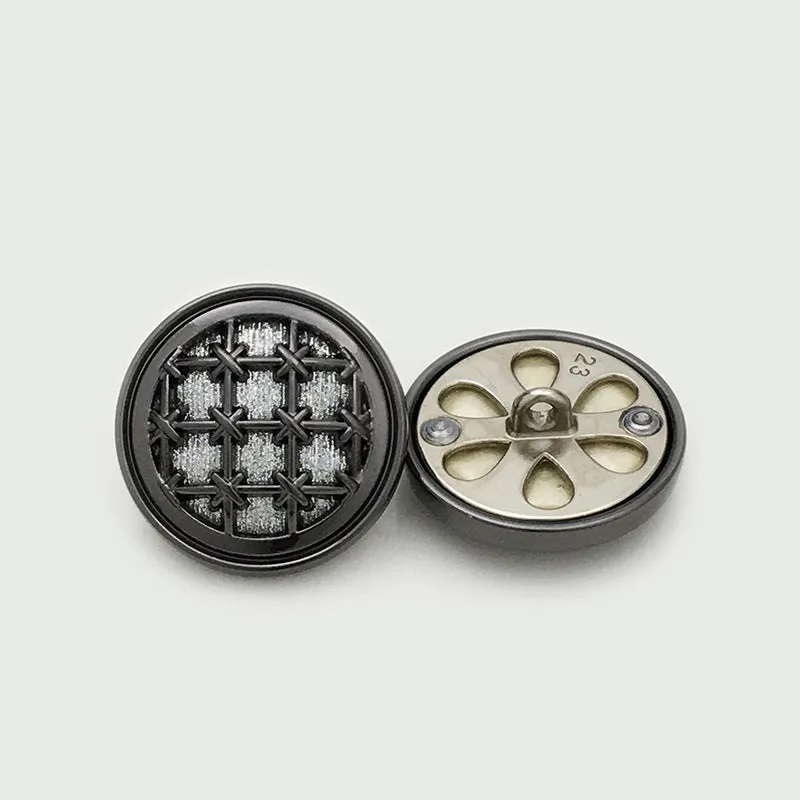 17.5/22.5mm Round Knit Grid Metal Buttons with Fine Sparkle 12pcs