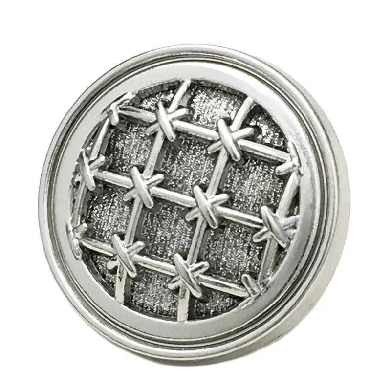 17.5/22.5mm Round Knit Grid Metal Buttons with Fine Sparkle 12pcs