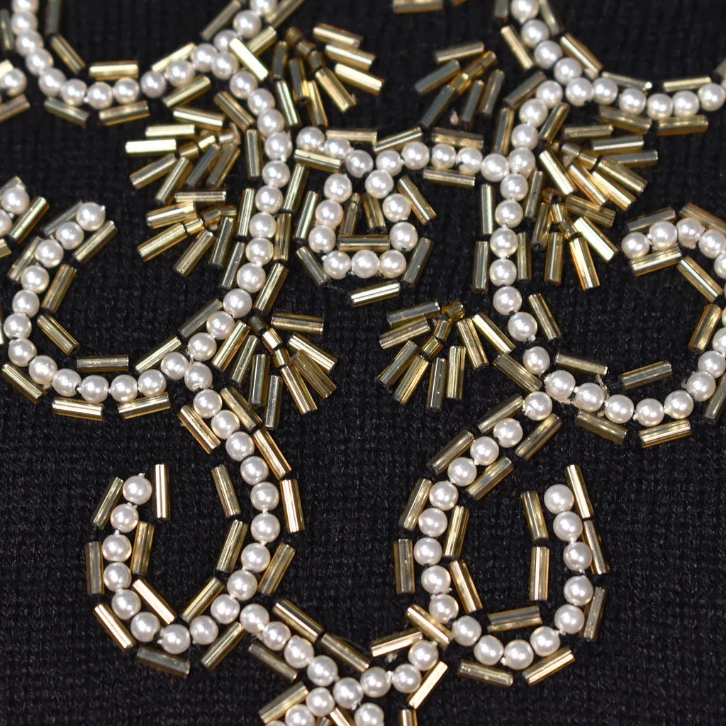 1950s Vintage Style Pearl Black Sweater
