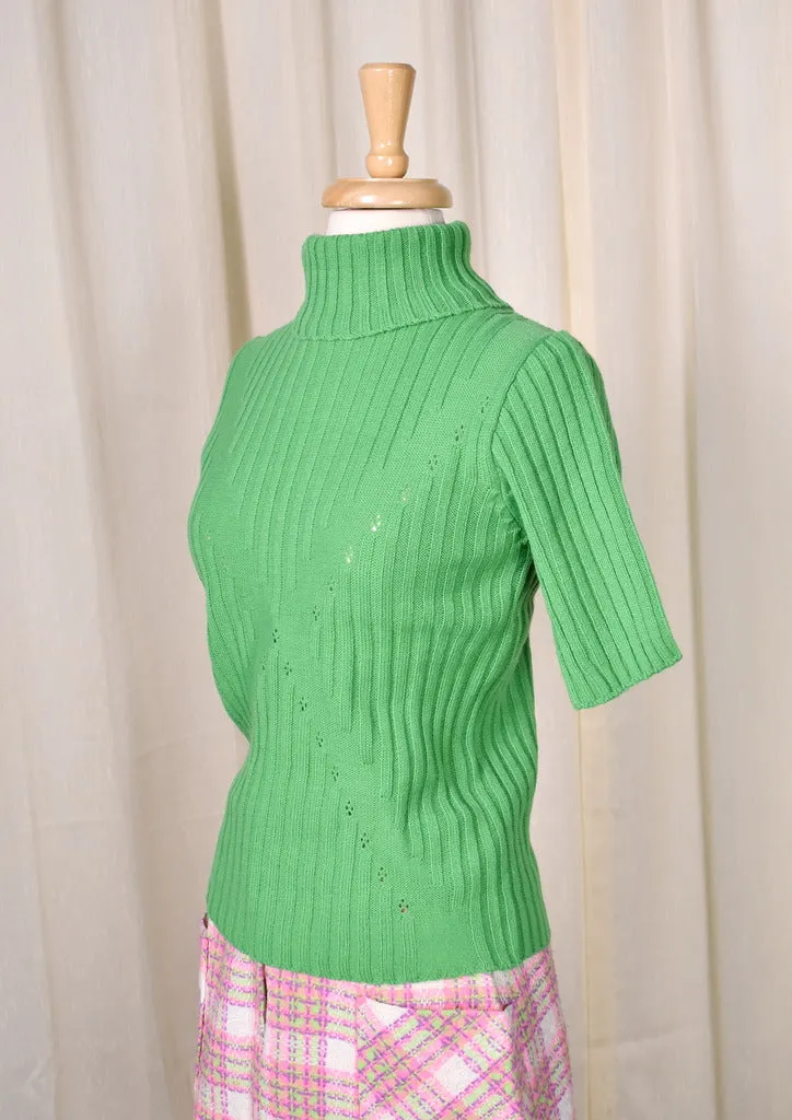 1960s Vintage Green Poor Boy Sweater