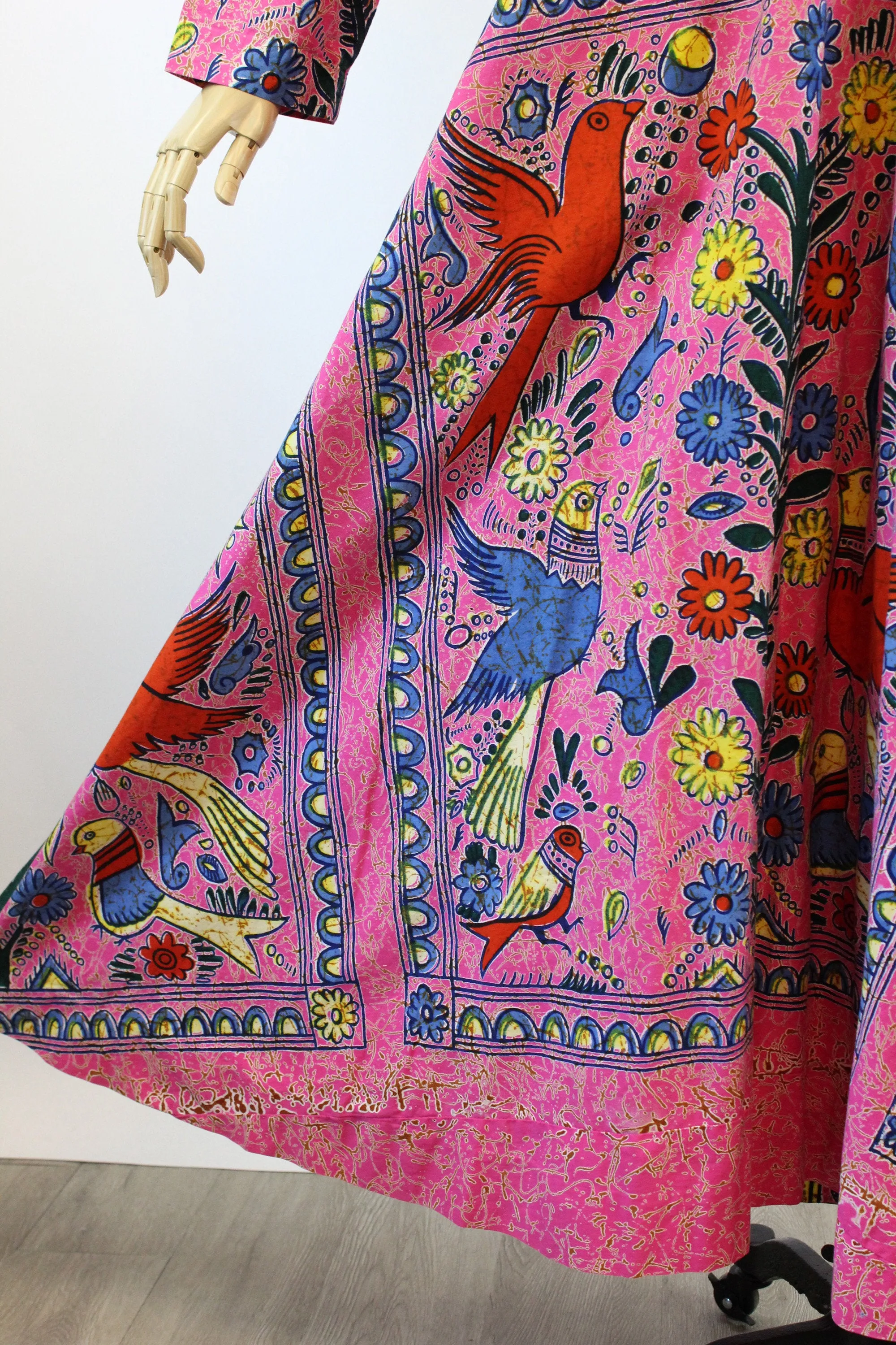 1970s MAMA CARLOTA mexico BIRD print dress xs | new spring