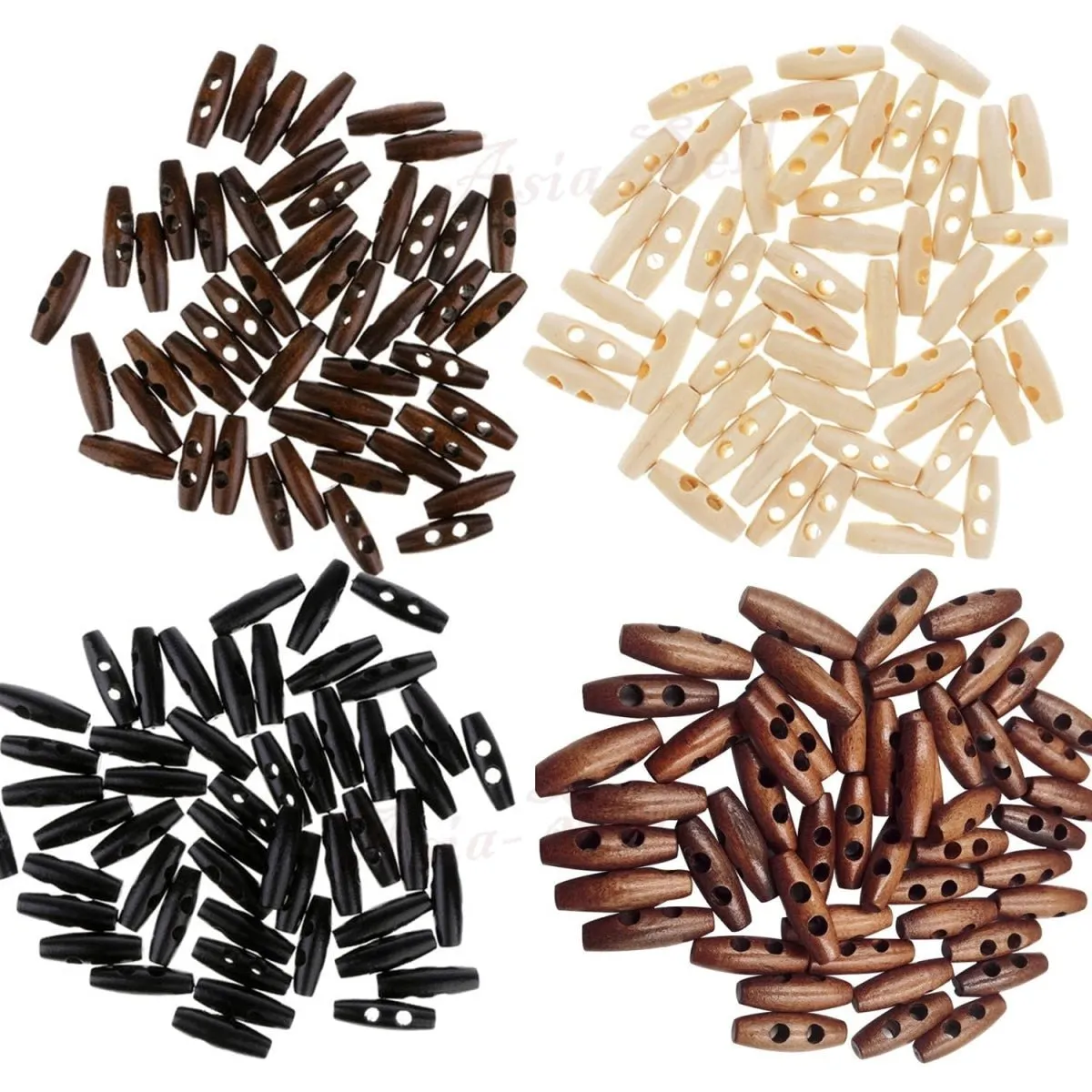 4pcs / 20pcs Wood Sewing Horn Toggle Buttons Hat String Cord Pull Cloth Accessories 2 Holes