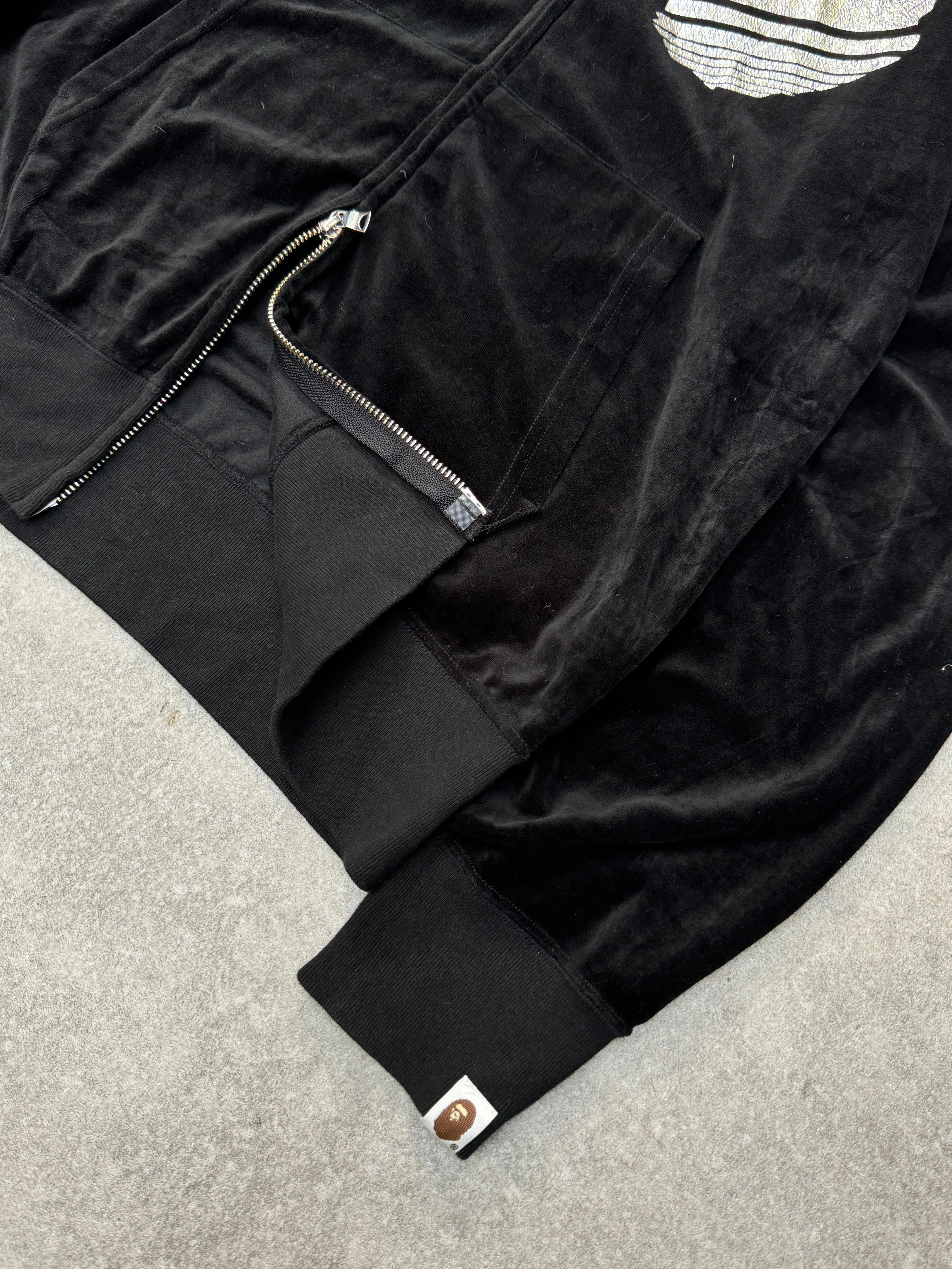 A Bathing Ape Shark Velour Silver Foiled Zip-up Hoodie