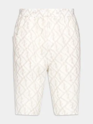 Abstract-Print Linen Shorts