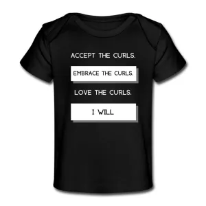 Accept The Curls Girl Organic T-Shirt (White Print)