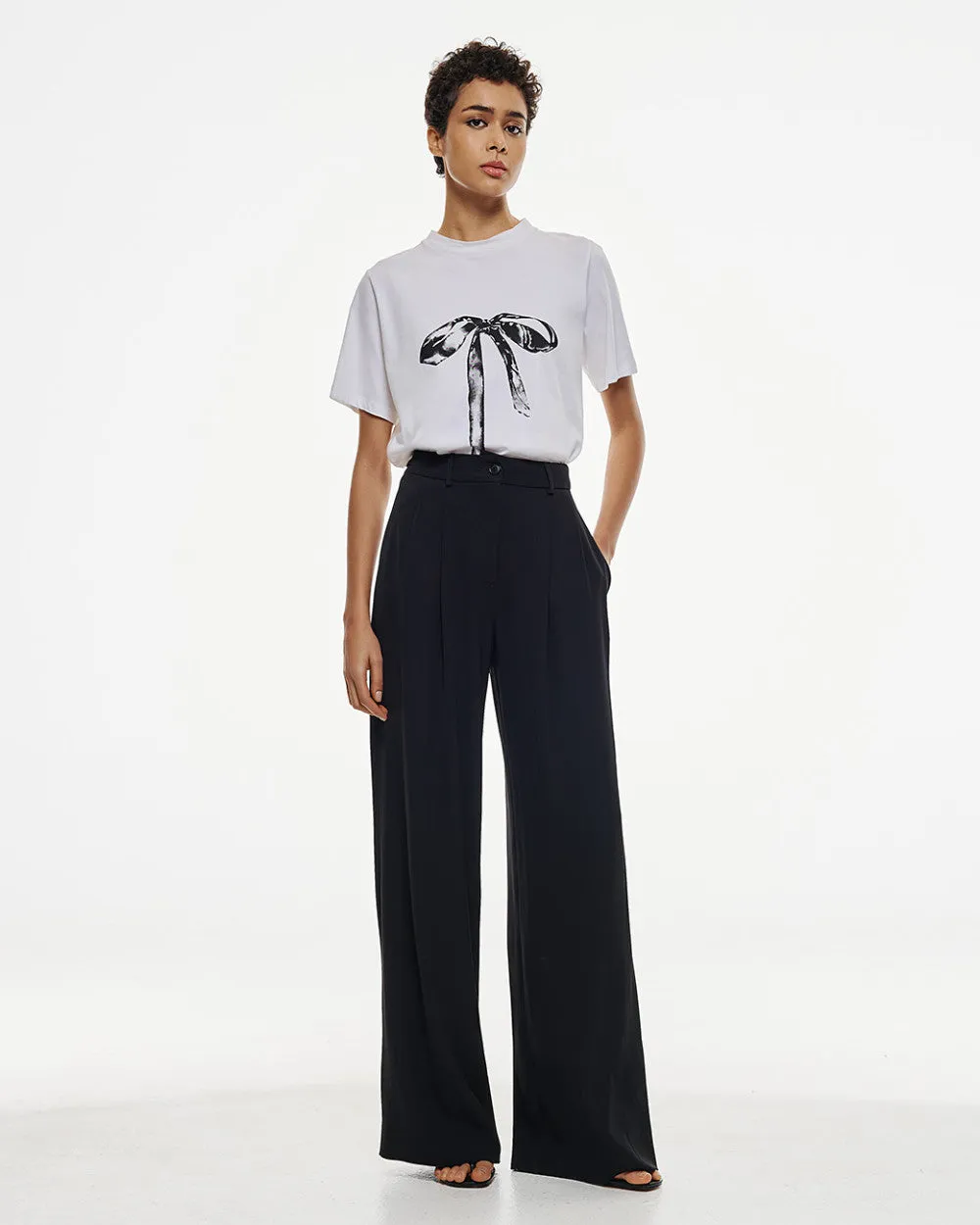 Access Fashion White Bow Print T-shirt