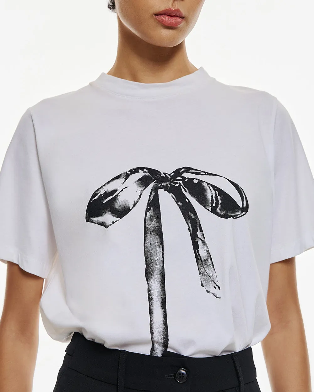 Access Fashion White Bow Print T-shirt