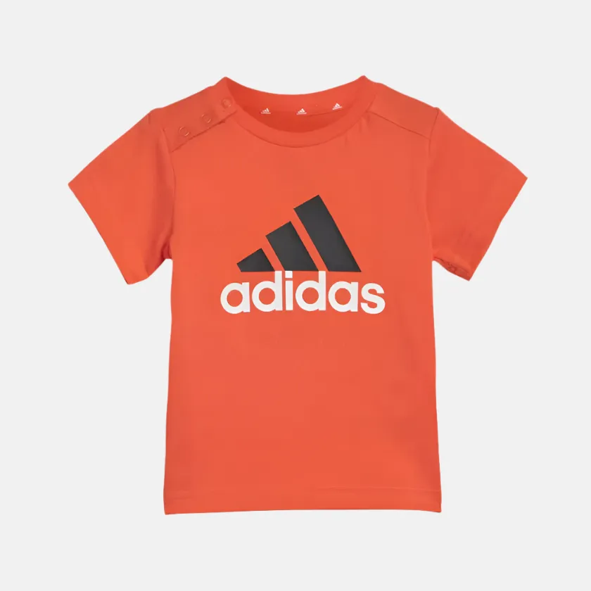 Adidas Essentials Organic Kids Unisex T-shirt And Shorts Set (6-4Year) -Bright Red/Black
