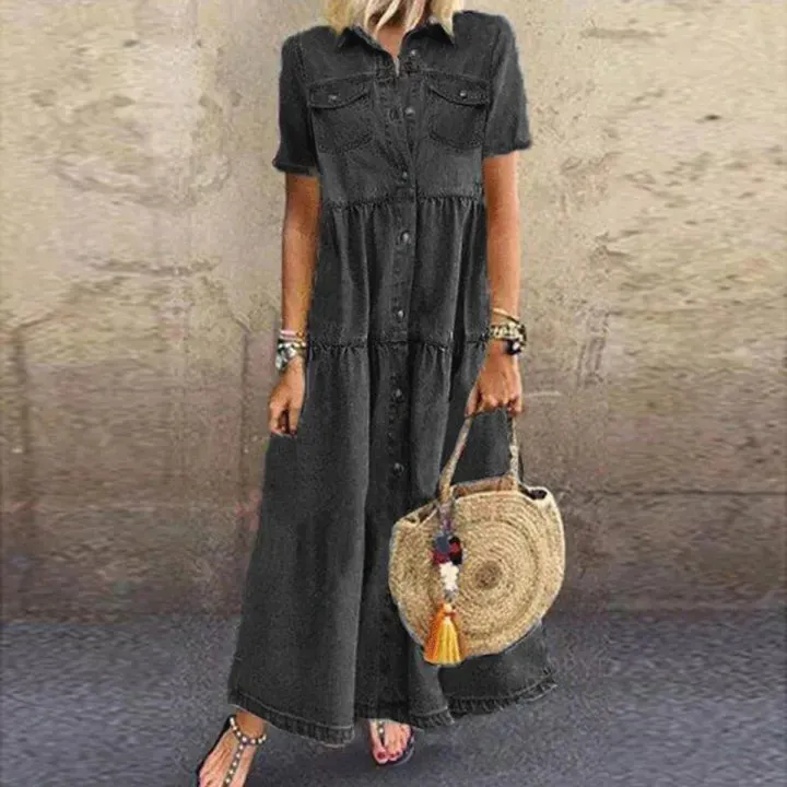 AIKO - RELAXED FIT SHORT SLEEVE DRESS WITH POCKETS