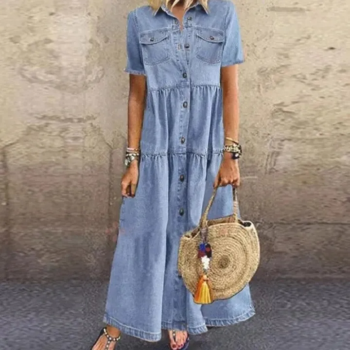 AIKO - RELAXED FIT SHORT SLEEVE DRESS WITH POCKETS