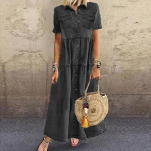 AIKO - RELAXED FIT SHORT SLEEVE DRESS WITH POCKETS