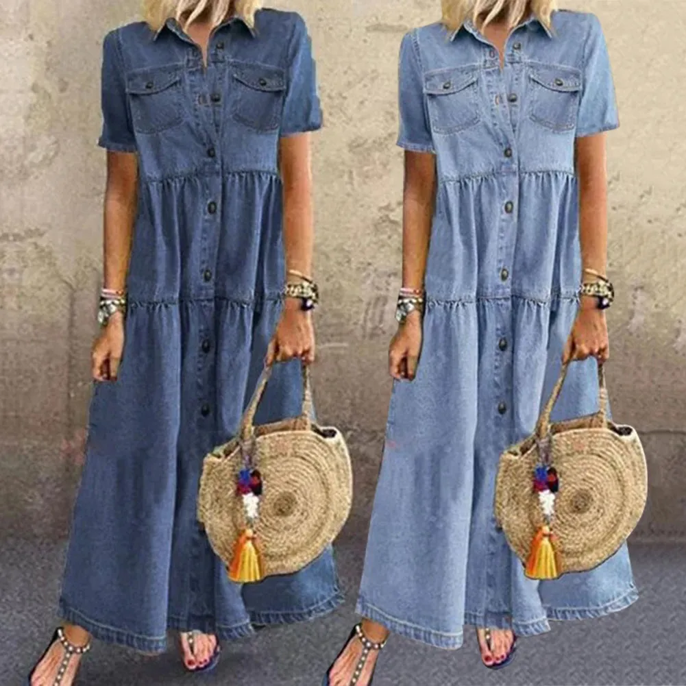 AIKO - RELAXED FIT SHORT SLEEVE DRESS WITH POCKETS