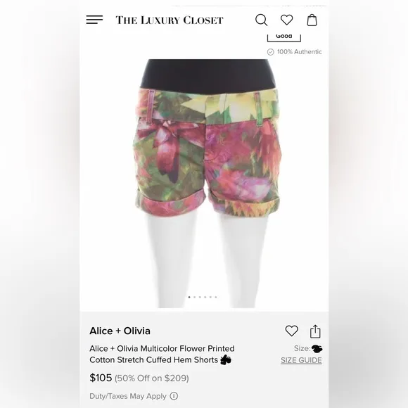Alice and Olivia designer shorts