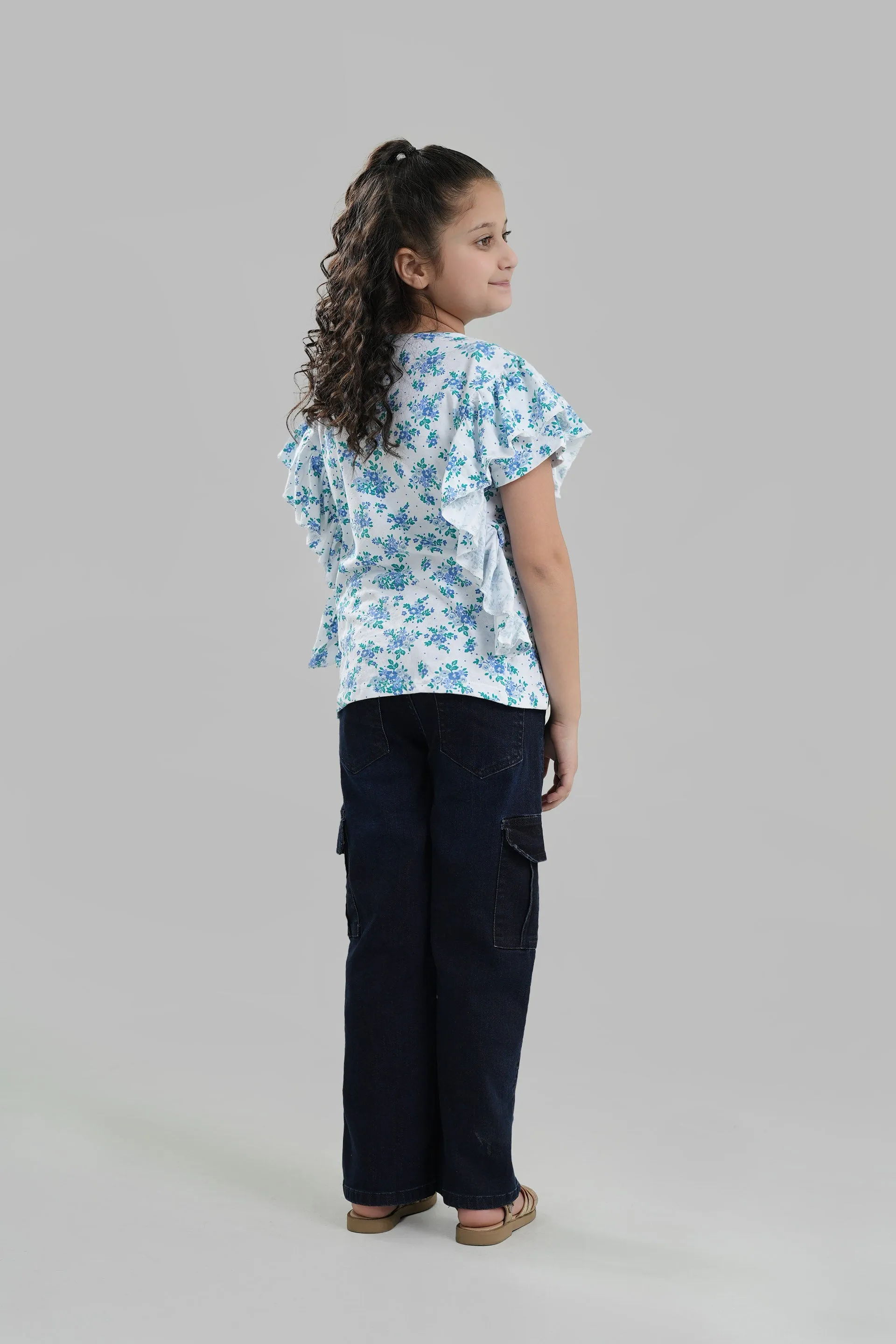 All Over Print Frilled Top
