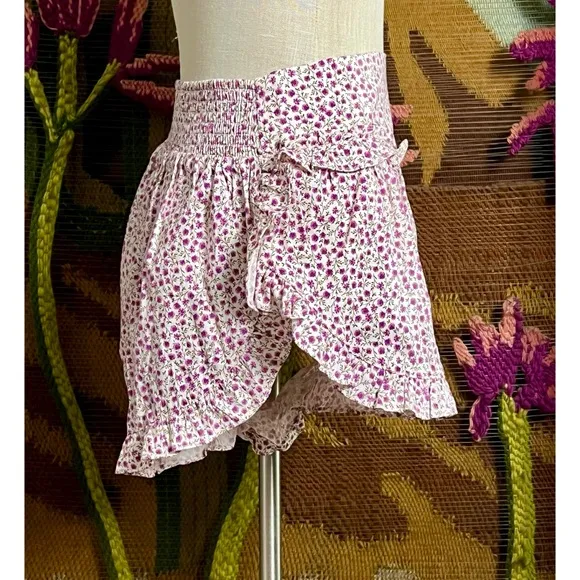 Anthropologie Flannel Ruffle Pajama Shorts S