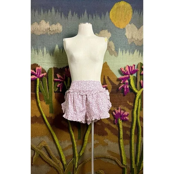 Anthropologie Flannel Ruffle Pajama Shorts S
