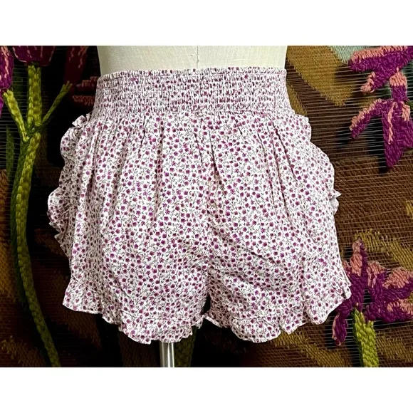 Anthropologie Flannel Ruffle Pajama Shorts S