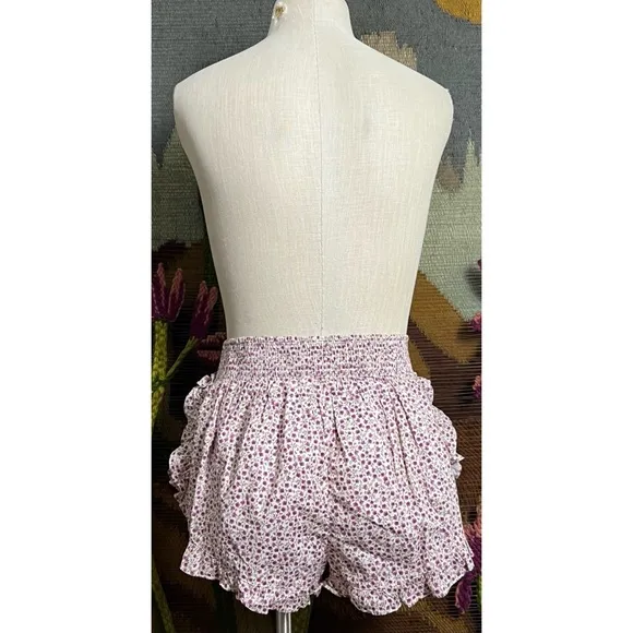 Anthropologie Flannel Ruffle Pajama Shorts S