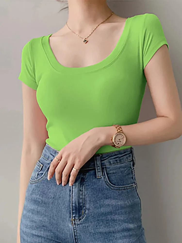 AOSSVIAO Women's 100% Cotton T-Shirt - Casual O-Neck Tees in Various Colors