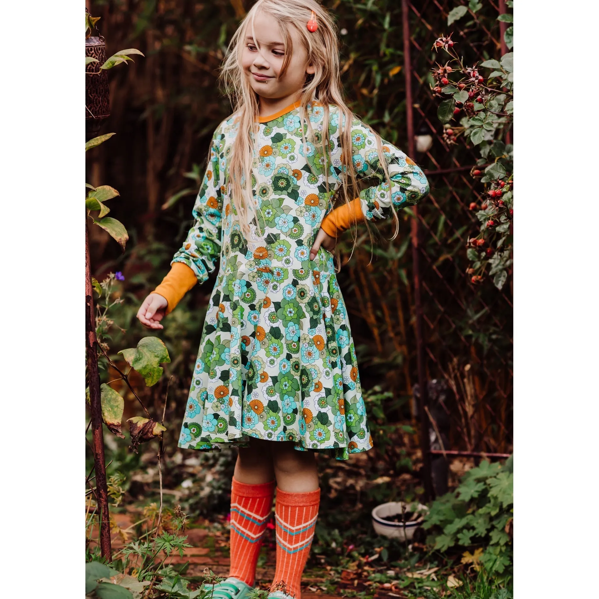 April Floral Long Sleeve Dress - 2 Left Size 3-4 & 7-8 years
