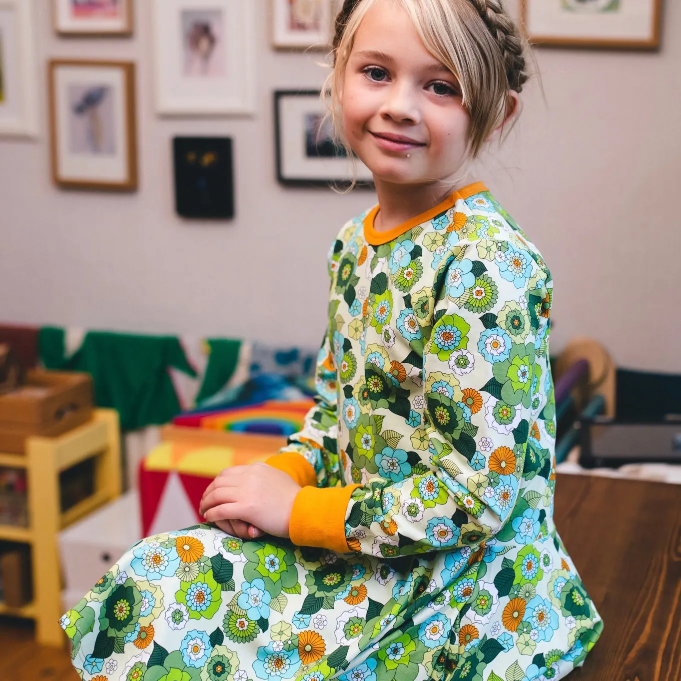 April Floral Long Sleeve Dress - 2 Left Size 3-4 & 7-8 years
