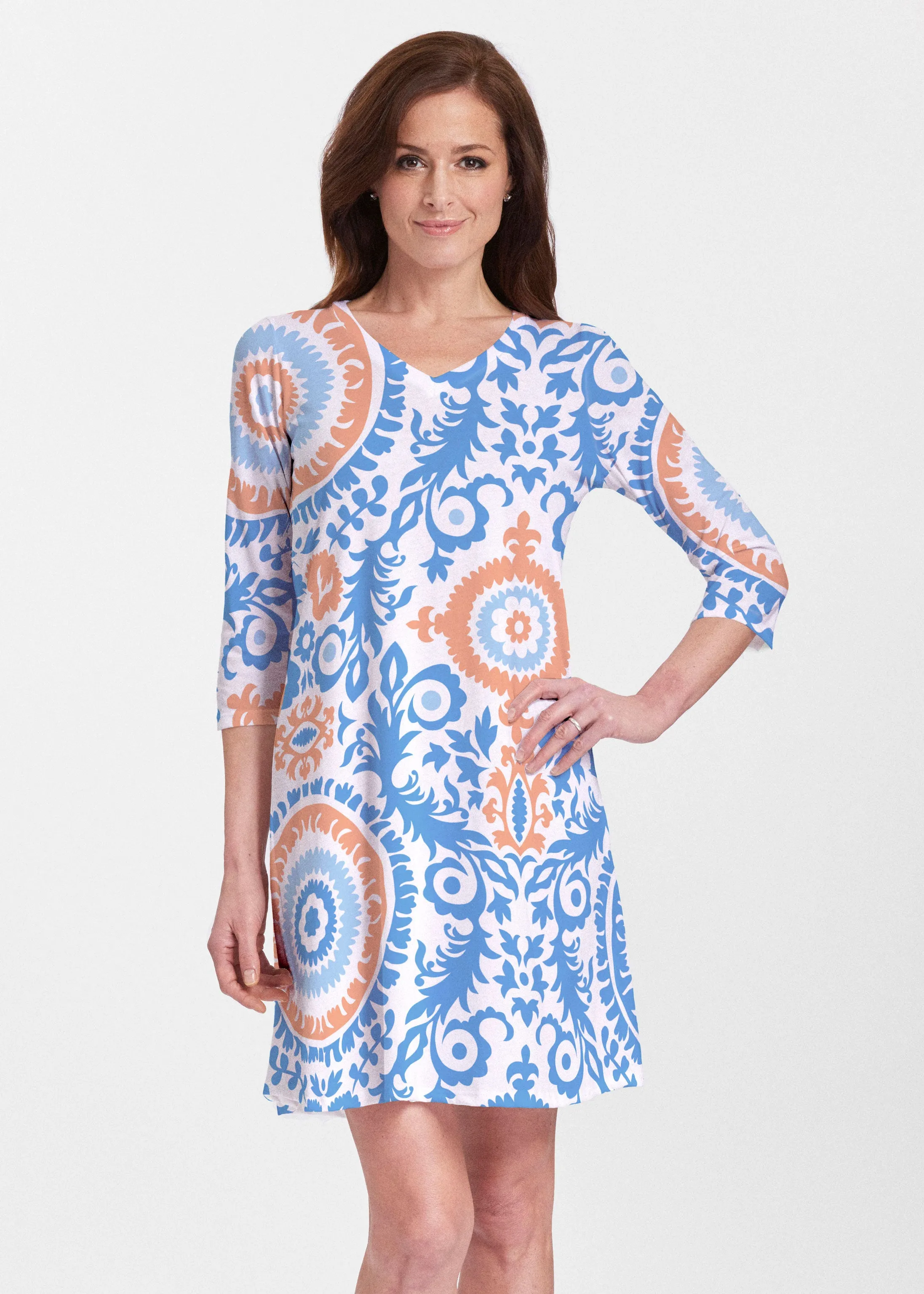 Archery Navy (14208) ~ Classic V-neck Swing Dress