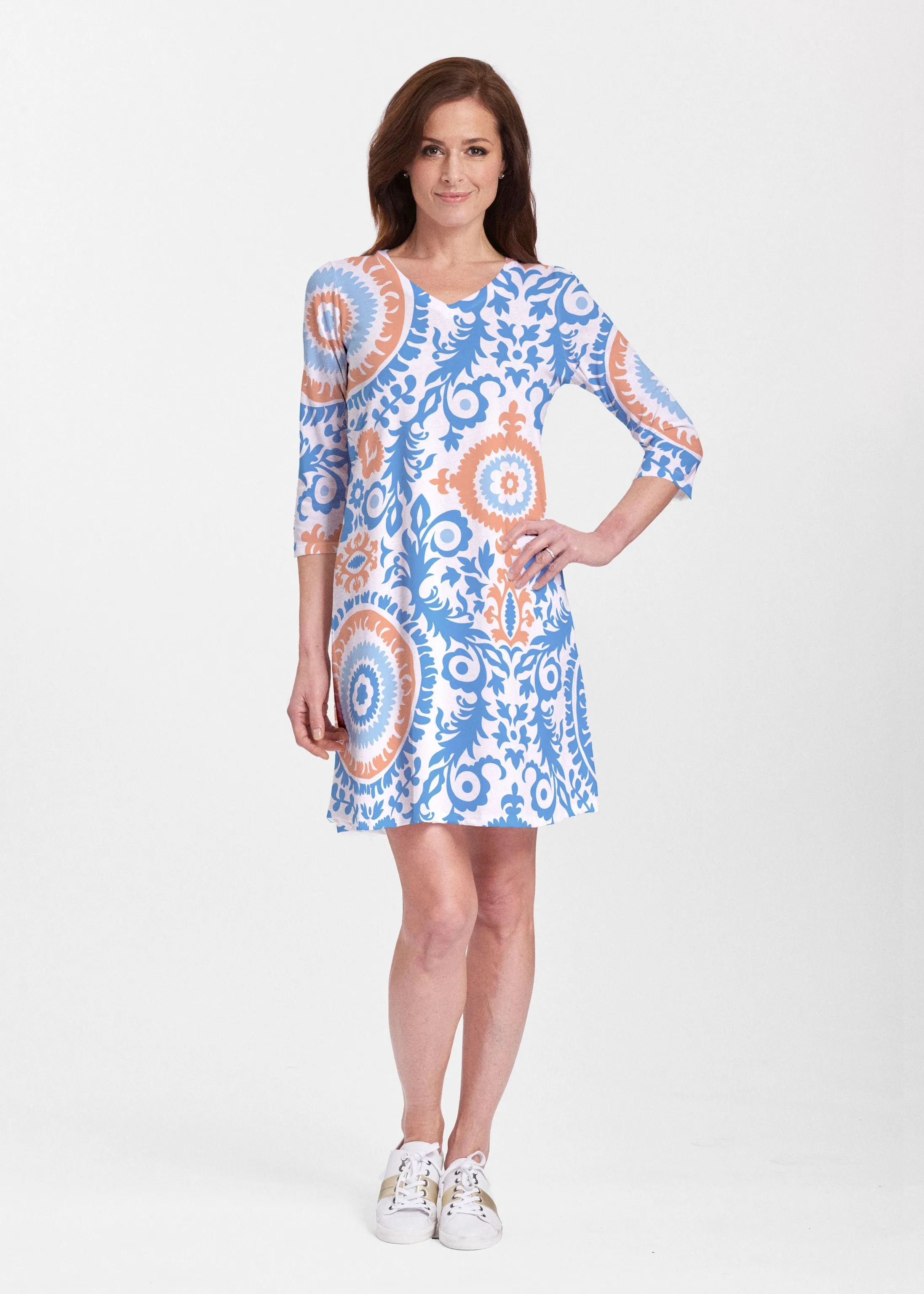 Archery Navy (14208) ~ Classic V-neck Swing Dress