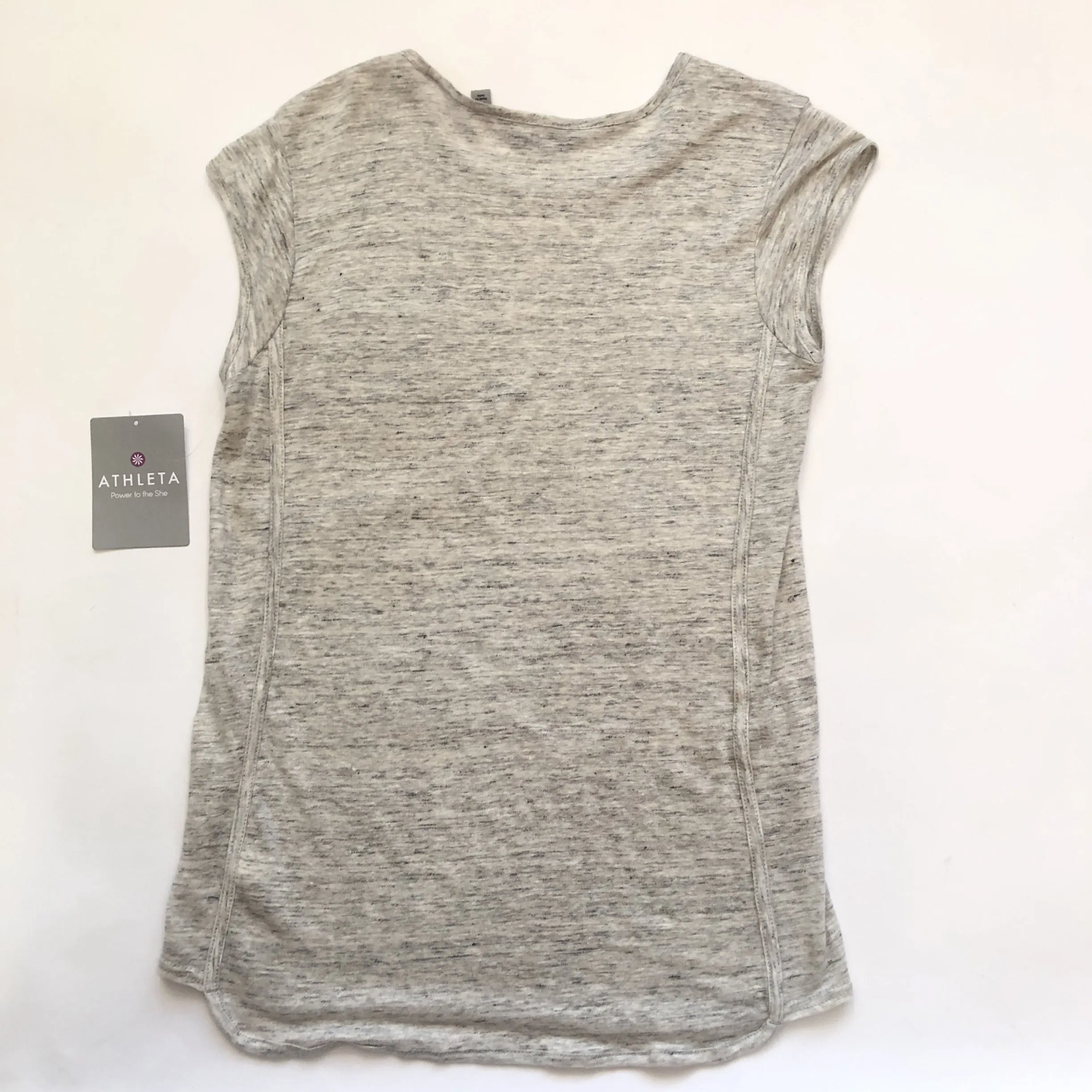 ATHLETA Gray Newport Linen Tee Shirt Size XS NWT