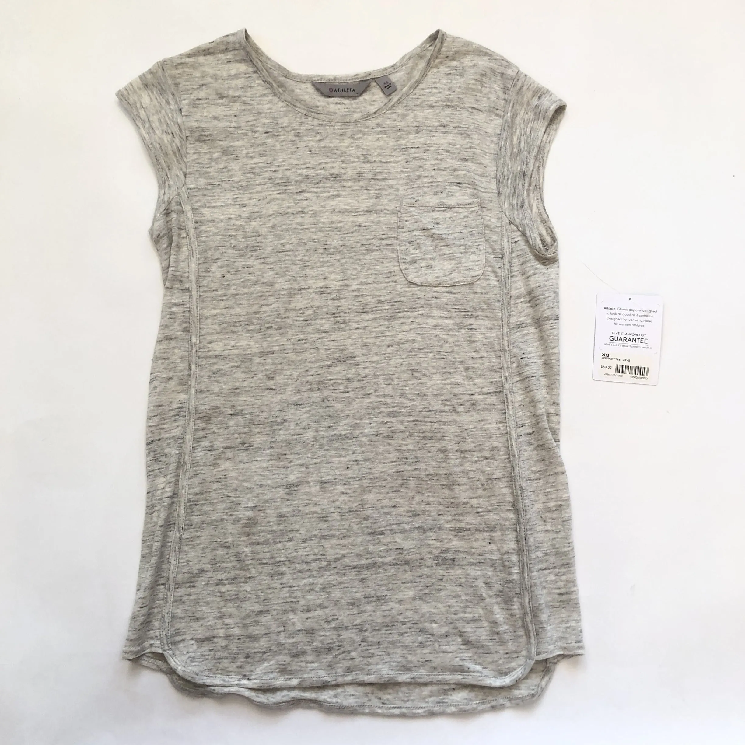 ATHLETA Gray Newport Linen Tee Shirt Size XS NWT