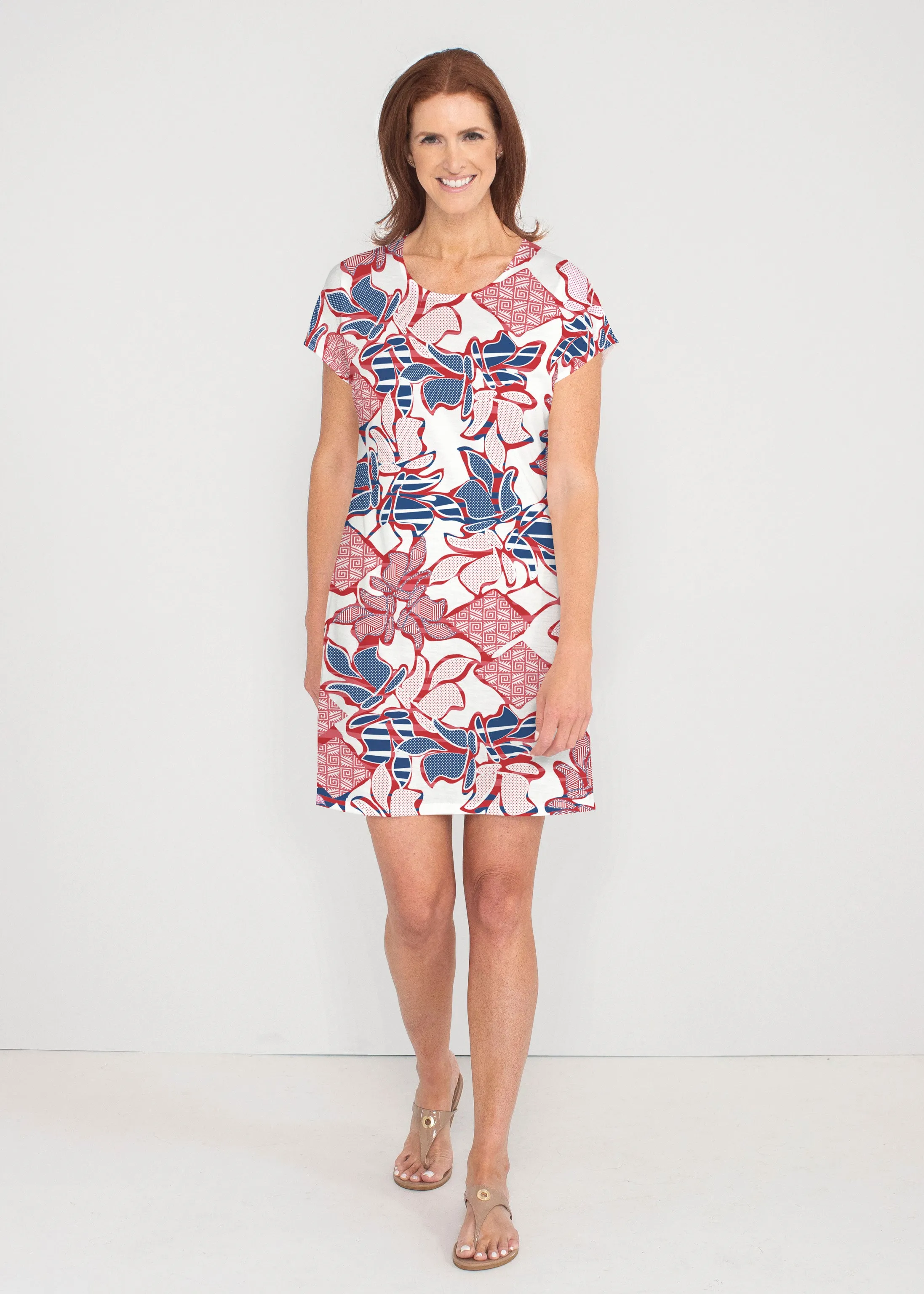 Aztek Sail Red-Blue (8130) ~ Lucy Tee Dress
