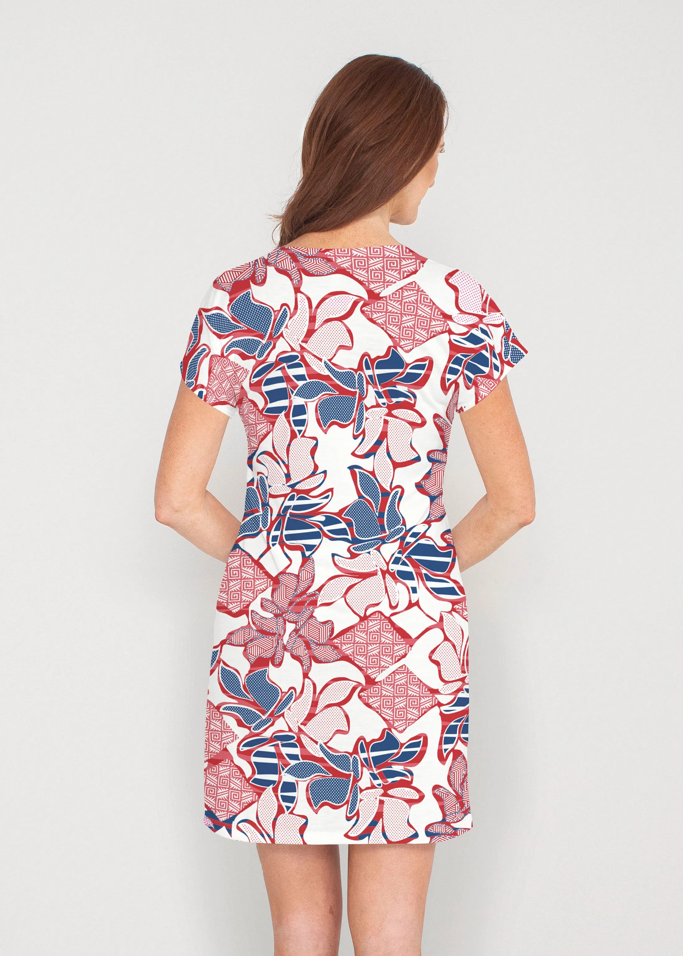 Aztek Sail Red-Blue (8130) ~ Lucy Tee Dress