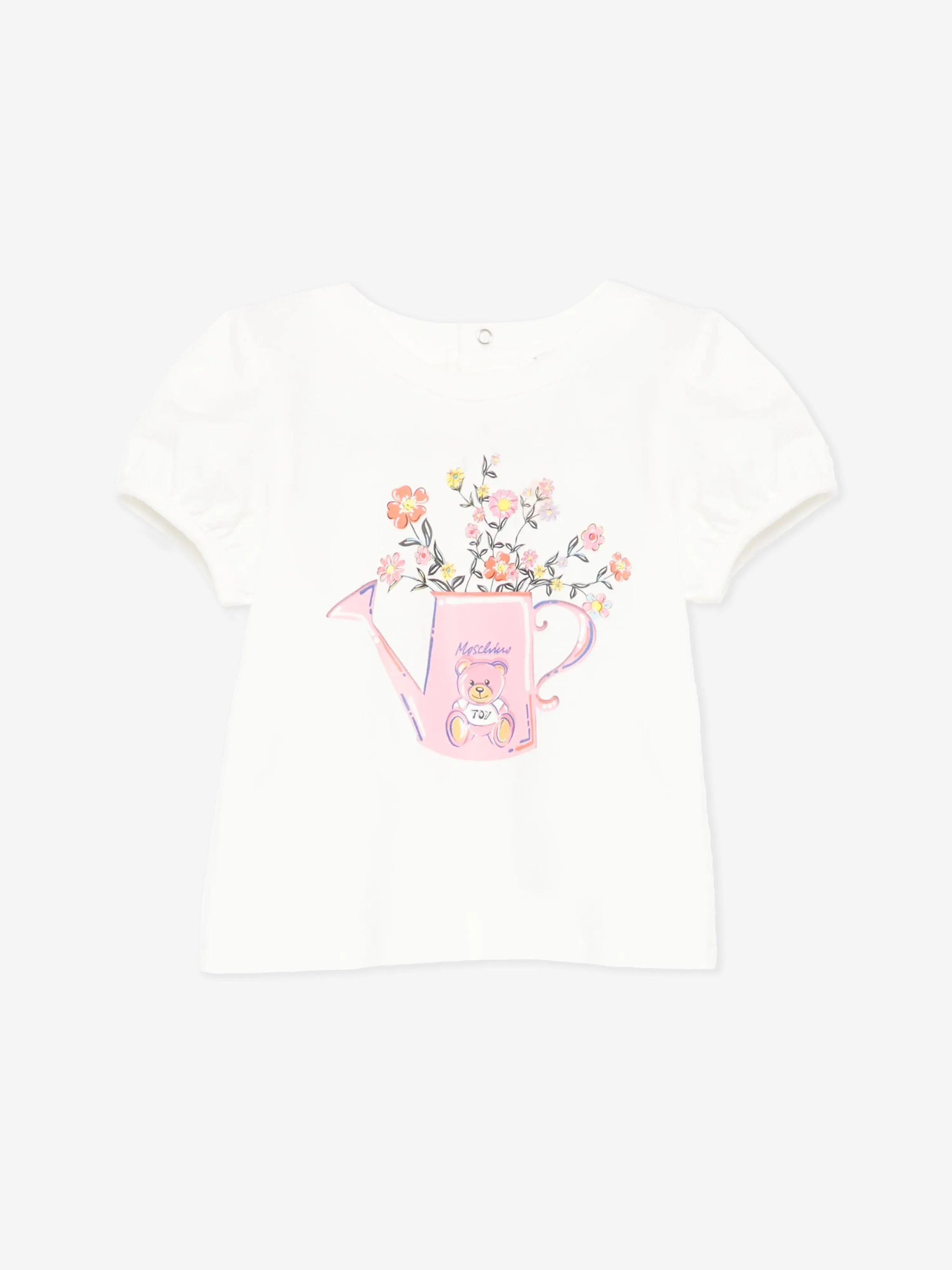 Baby Girls Floral Watering Can T-Shirt in Ivory