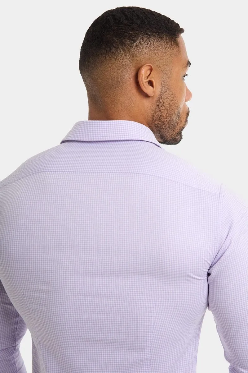 Bamboo Micro-Check Shirt in Lilac Check