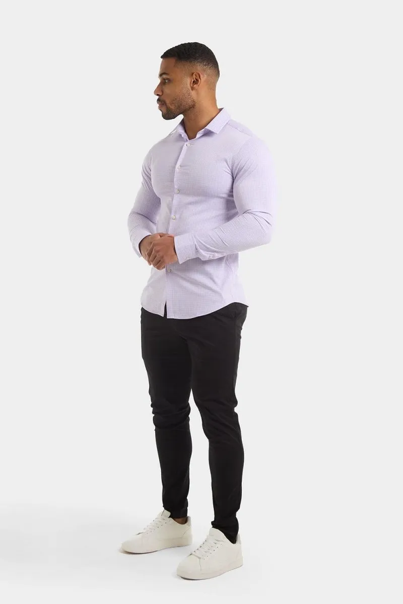 Bamboo Micro-Check Shirt in Lilac Check