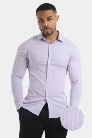 Bamboo Micro-Check Shirt in Lilac Check