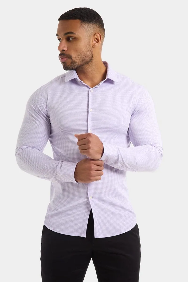 Bamboo Micro-Check Shirt in Lilac Check