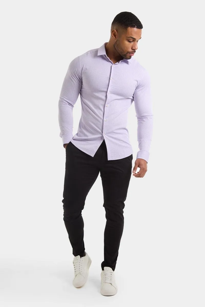 Bamboo Micro-Check Shirt in Lilac Check