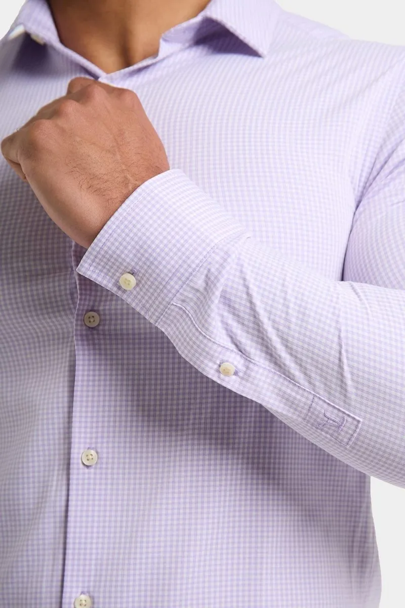 Bamboo Micro-Check Shirt in Lilac Check