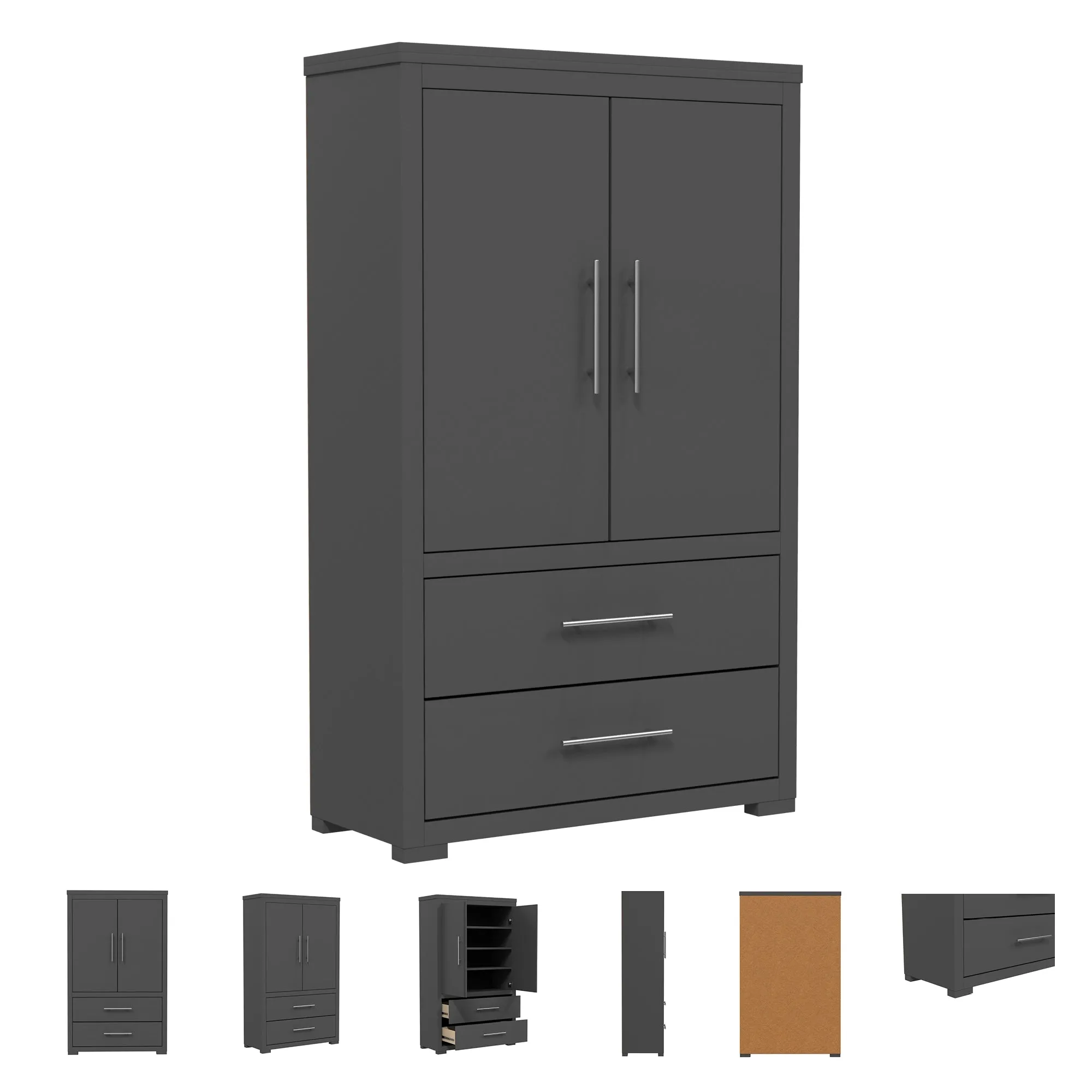 Barton armoire storage organizer, dark grey