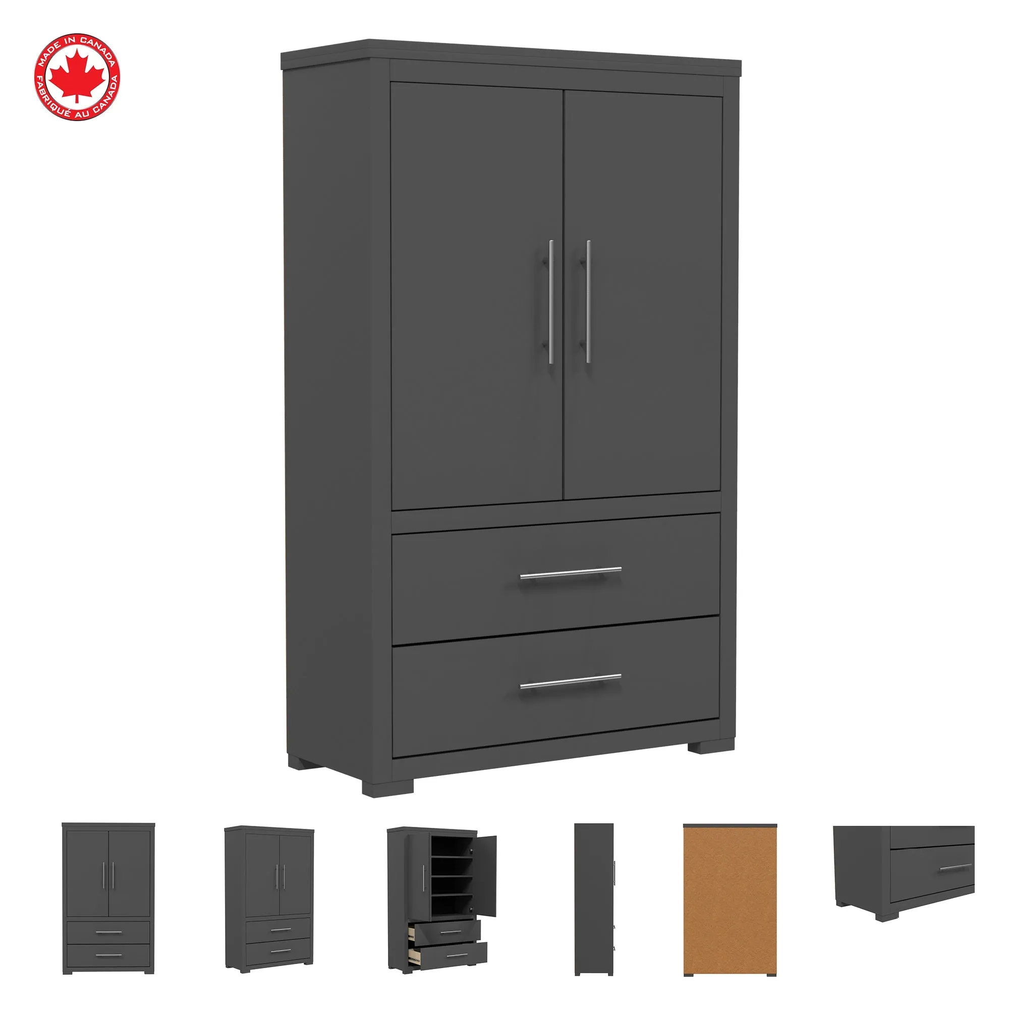 Barton armoire storage organizer, dark grey