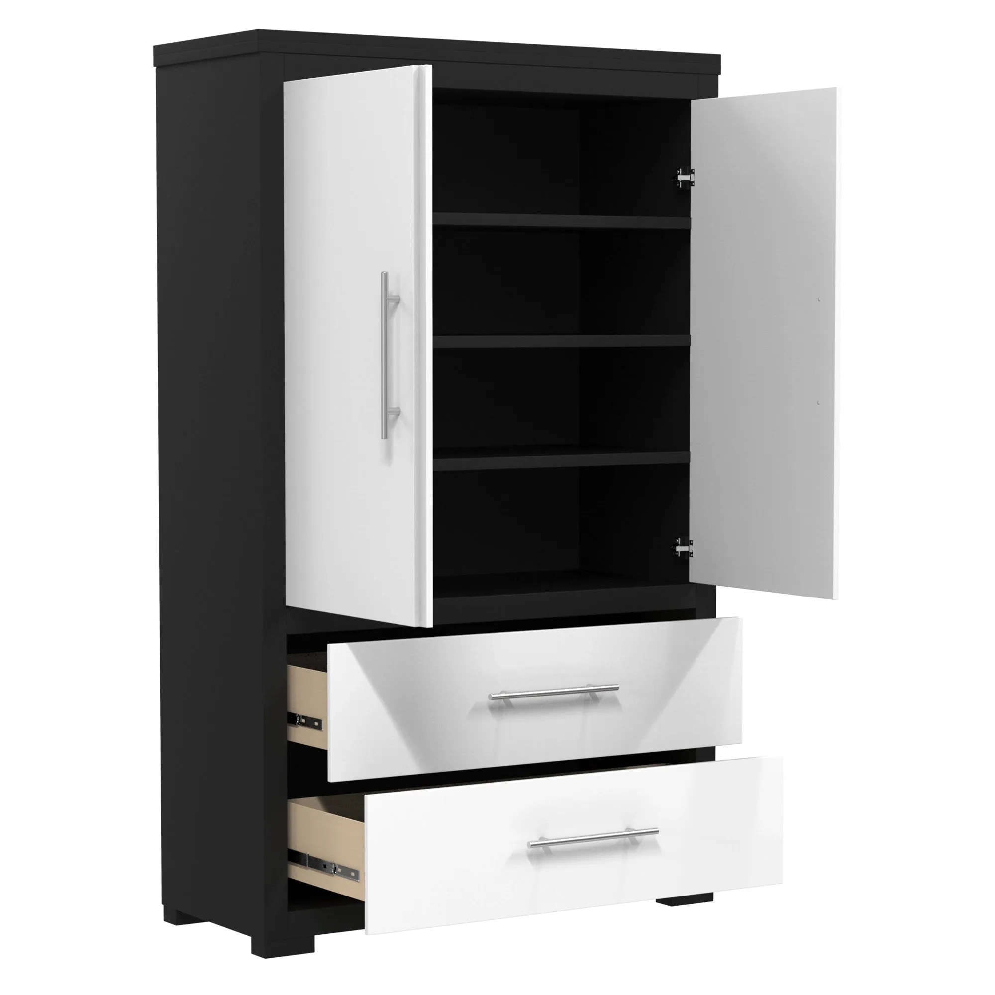 Barton armoire storage organizer, java & white