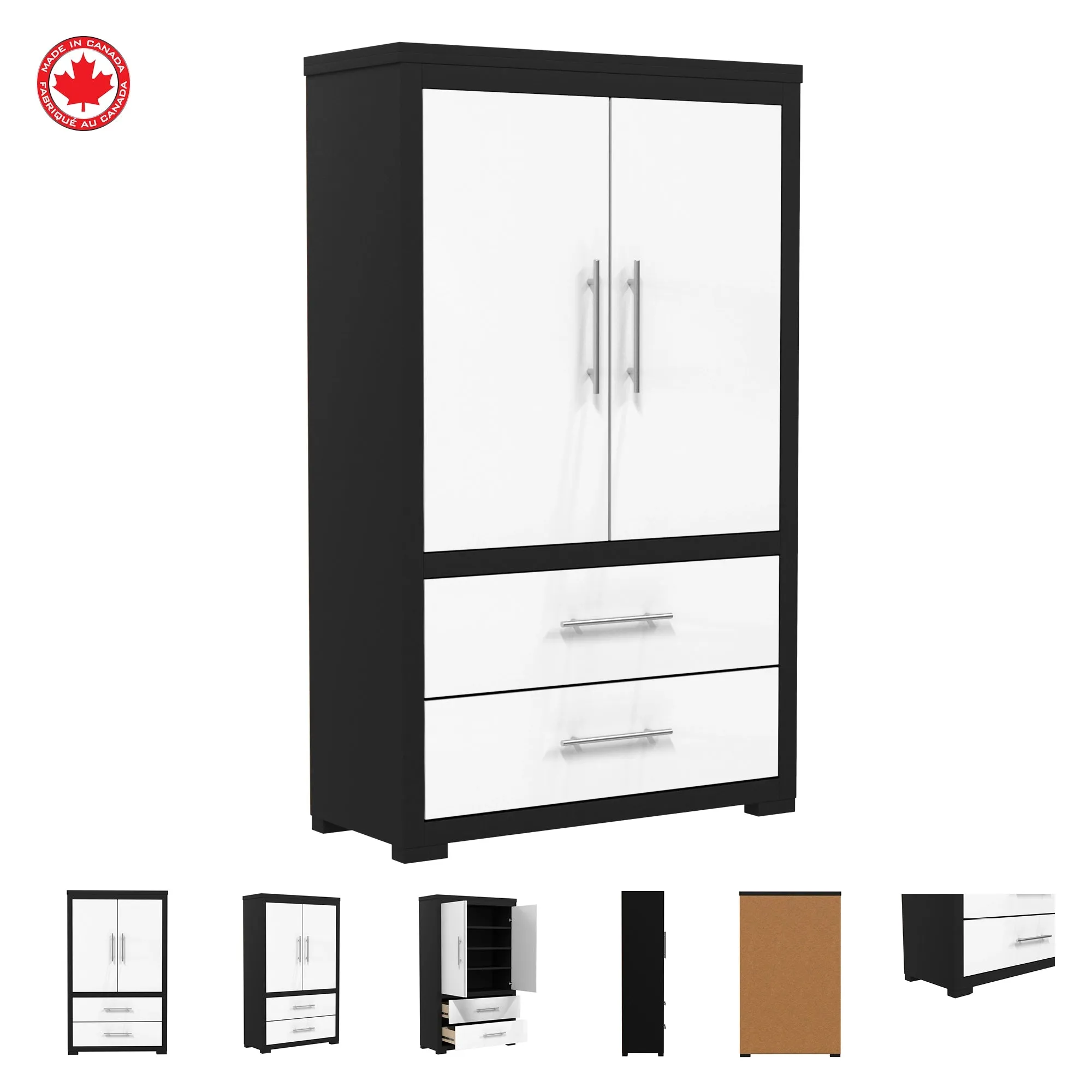 Barton armoire storage organizer, java & white