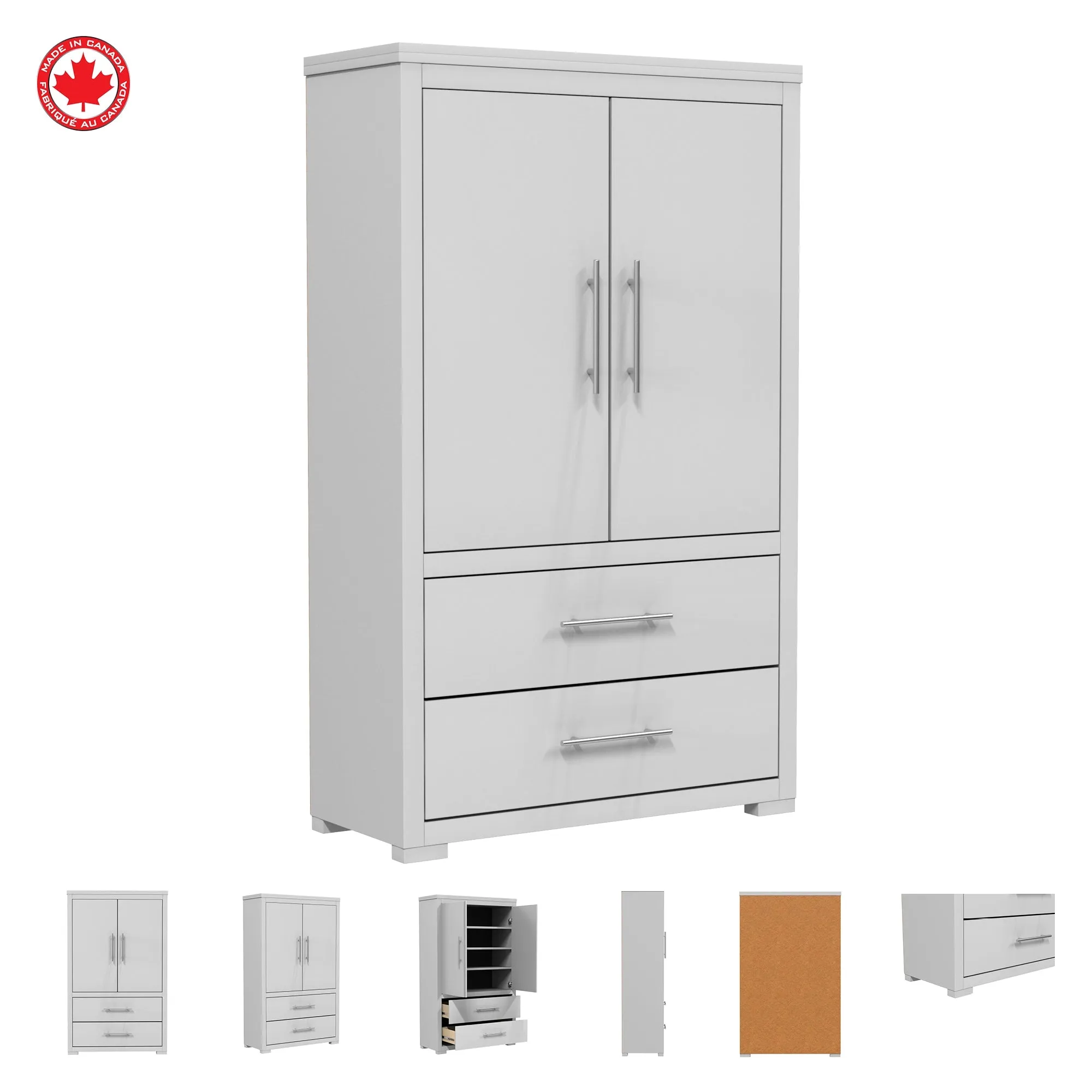 Barton armoire storage organizer, light grey
